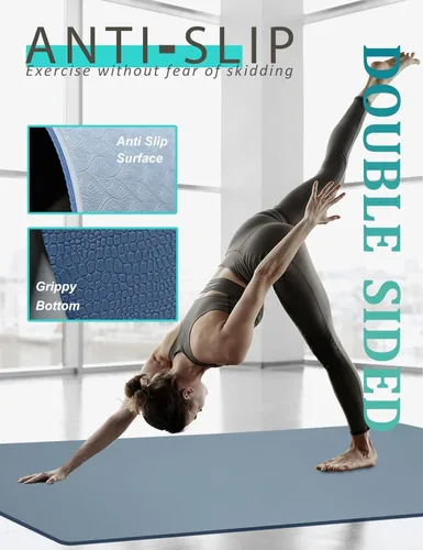 Miniatura 8 de Esterilla de yoga de doble cara antideslizante, 1,83 m x 81 cm x 7 mm - Esterilla de yoga extra ancha y gruesa para mujeres, hombres y niños