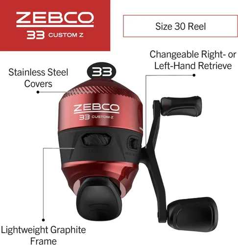 Miniatura 3 de Zebco 33 Custom Z Spincast Reel y caña de pescar de 2 piezas, caña de fibra de vidrio de 6 pies con mango de EVA de agarre dividido, carrete