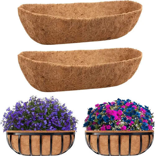 Miniatura 10 de Riare Paquete de 2 forros de fibra de coco de 24 pulgadas para macetas, revestimiento de repuesto de fibra de coco natural para macetas, cesta