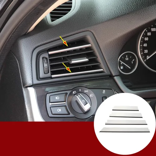 YIWANG Cromo tablero lateral aire acondicionado salida decoración Trim 4 unids para BMW Serie 5 F10 2011-2017 mano izquierda conductor accesorios