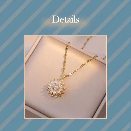 Miniatura 3 de Pulsera giratoria de girasol para mujer, collar de girasol, anillo ajustable, accesorios de joyería de flores, regalos, collar, accesorios, pulsera