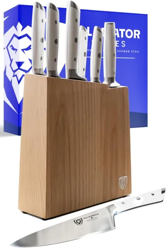 DALSTRONG Juego de Cuchillos con Bloque - 8 Piezas - Serie Gladiator - Juego de Cocina de Acero Alemán de Alto Carbono - Mangos de Polímero ABS