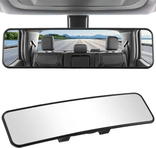 Miniatura 10 de LivTee Espejo retrovisor antirreflejo, universal de 11,3 pulgadas (287 mm), espejo retrovisor panorámico gran angular convexo, clip en el original