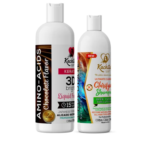 Miniatura 2 de Kit de queratina brasileña 3D FORMULA MEJORADA Tratamiento Plisadores de Cabello Hight Bright Kachita Spell + Champú Clarify