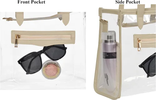 Miniatura 5 de Bolsa transparente para mujer, bolsa gruesa de PVC transparente, bolsa de estadio transparente con correa de guitarra