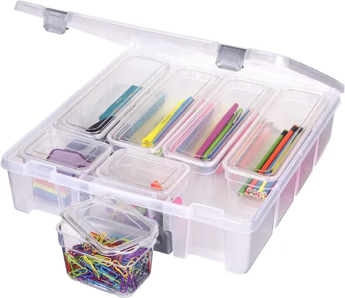 Miniatura 6 de AB Designs 6967ABD Super Satchel con 9 contenedores mezclados en el interior, contenedor apilable para organización de almacenamiento en el hogar