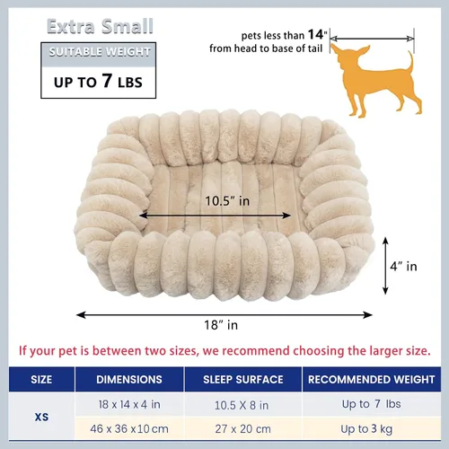 Miniatura 3 de Tiny Pet Bed for Extra Small Dogs & Cats, Square Washable 18x14 Cat Bed with High Sides, Rectangle Calming Cat Beds for Indoor Kittens and Puppy