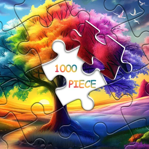 Miniatura 8 de Rompecabezas del Árbol del Arco Iris de la Vida para Adultos de 1000 Piezas, Rompecabezas de Gradiente de Paisaje Colorido, Rompecabezas
