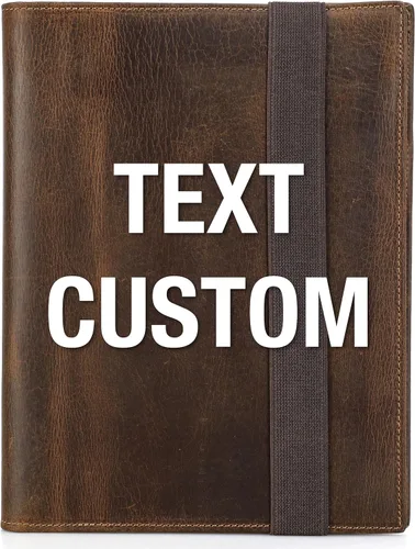 Miniatura 10 de Top Grain Leather - Padfolio de 8.3 pulgadas para hombres y mujeres, diseño vintage hecho a mano, organizador multifuncional de cartera de negocios