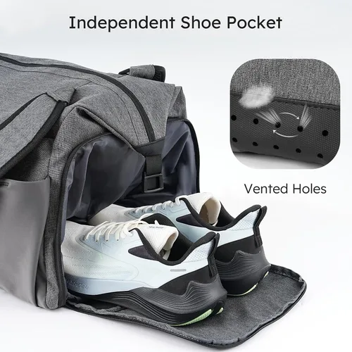Miniatura 4 de Bolsa de gimnasio para hombre con compartimento para zapatos y bolsillo húmedo, bolsa de lona convertible y mochila de gimnasio, bolsas deportivas