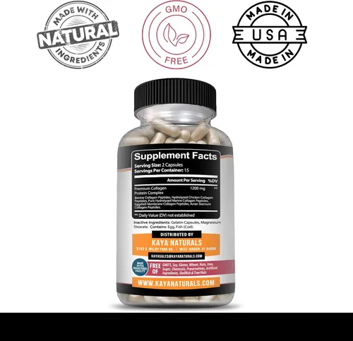 Miniatura 3 de Kaya Naturals Polvo complejo de péptidos de colágeno múltiple para mujeres y hombres, vital para el cabello, la piel, las uñas