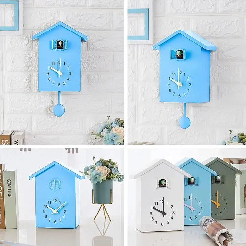 Miniatura 5 de Reloj de cuco de cuco con quimero y péndulo, voz de pájaro natural o llamada de cuco, reloj Coo Coo para arte de pared, hogar, sala de estar