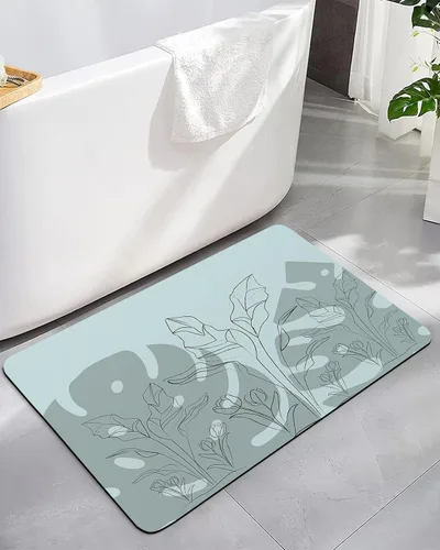 Miniatura 11 de Tapete de baño azul europeo para bañera, antideslizante, de secado rápido y absorbente, tierra de diatomeas, fregadero de cocina, ducha, lavable