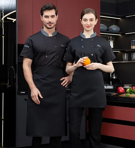 Miniatura 2 de Chaqueta de chef unisex de doble botonadura con espalda completa, ligera, con costuras de color, uniforme de chef