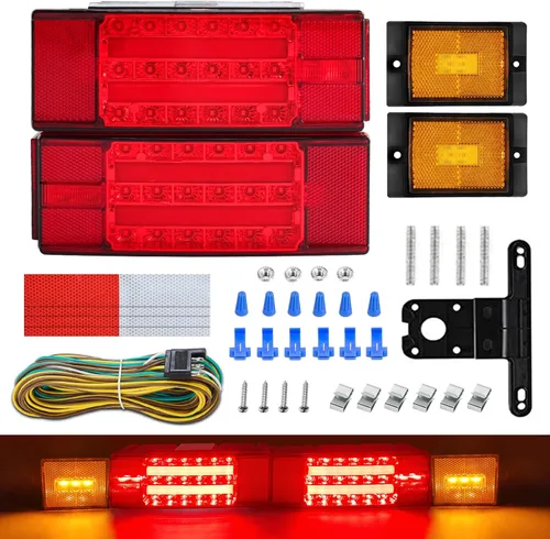 Gonice Kit de Luces para Remolque de Barco Sumergible - Luces LED Súper Brillantes para Remolque con Luces de Tira Halo - Ideal para Camper Camión