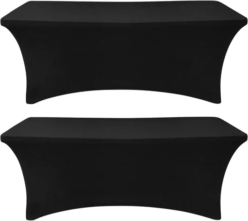 Miniatura 10 de SEPARO Paquete de 2, Cubierta de Mesa de Spandex Fucsia de 8 Pies, Mantel Rectangular Ajustado Estirable de 6 pies, Sin Arrugas para Fiestas, Ferias