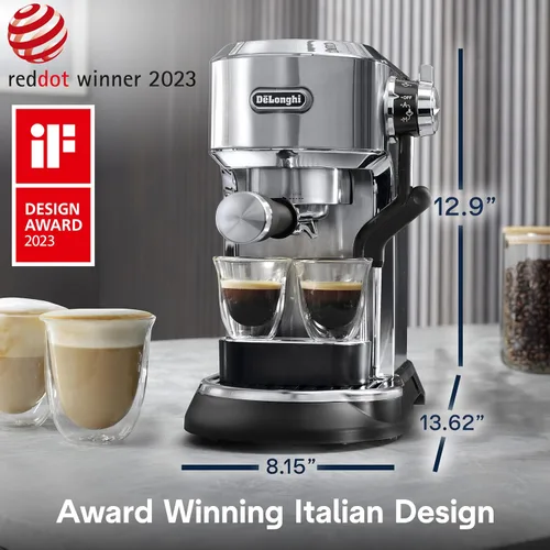 Miniatura 6 de De'Longhi Dedica Maestro Plus - Máquina de café expreso, varita de vapor automática, 3 ajustes de temperatura de café y espuma de leche, tanque