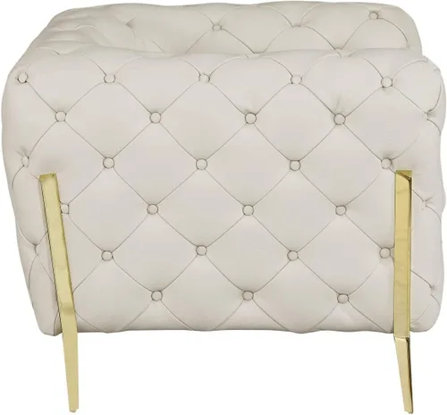 Miniatura 14 de Blackjack Furniture Modena - Moderno juego de sofá de 3 piezas de cuero italiano de grano superior, elegante diseño copetudo y patas de acero Beige