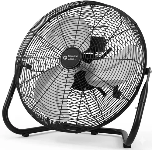 Miniatura 9 de Comfort Zone Ventilador de Piso Tipo Cuna, Eléctrico, Alta Velocidad, Inclinación Ajustable de 180 Grados, 14 Pulgadas, 3 Velocidades, Asa