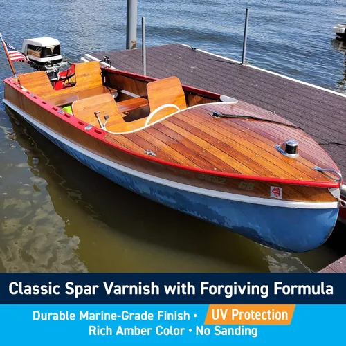Miniatura 2 de TotalBoat Gleam Marine Spar Barniz, Acabado de Poliuretano Brillante y Satinado para Madera, Barcos y Muebles de Exterior (Pinta Brillante)