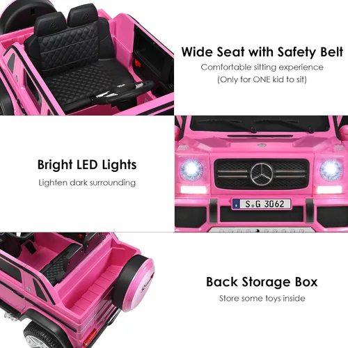Miniatura 6 de HONEY JOY vehículo eléctrico para paseo con licencia Mercedes-Benz Maybach G650, camión con batería de 12 V, juguetes con luces LED, música, Rosa