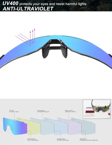 Miniatura 4 de OULAIQI Gafas de sol de ciclismo, polarizadas, para hombres y mujeres, con 1 lente o 3 lentes intercambiables, gafas de béisbol