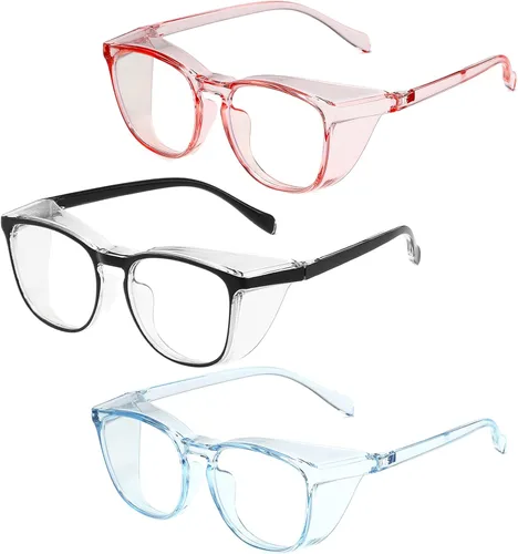 Gafas de seguridad para hombres, mujeres, enfermeras, antivaho y a la moda, cómodas, con escudos laterales, protección ocular para adultos