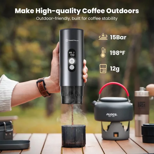 Miniatura 3 de Maestri House Cafetera de Espresso de 150W con Autocalentamiento Rápido de 2-3 Minutos, Máquina de Café Espresso Portátil de Viaje con Bolsa