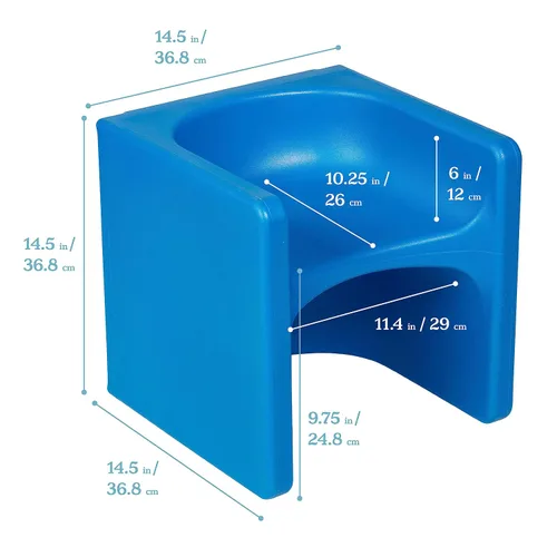 Miniatura 3 de ECR4Kids Tri-Me Silla de cubo 3 en 1, muebles para niños, azul