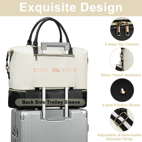 Miniatura 32 de CAMTOP - Bolsa de viaje de fin de semana para mujer, bolsa de lona con espacio para laptop de15.6 pulgadas