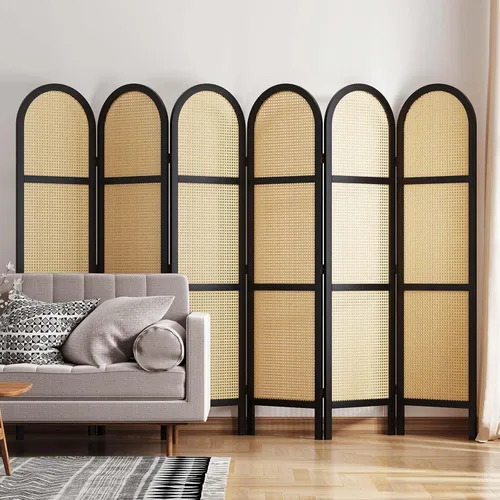 Miniatura 8 de Divisores de habitación, pantalla de privacidad plegable, partición de ratán con doble bisagra de 5.6 pies, divisor de pared independiente