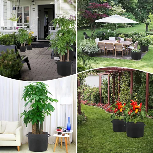 Miniatura 5 de SunStream Bolsas de cultivo de 3 galones, paquete de 10 unidades resistentes de 10.58 oz engrosadas con asas, macetas de jardín de tela no tejida