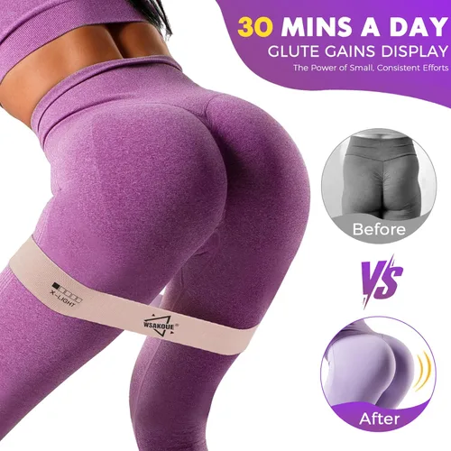 Miniatura 4 de WSAKOUE Bandas de Resistencia de Tela para Entrenamiento – 5 Bandas de Glúteos para Mujeres y Hombres, Bandas de Ejercicio para Piernas, Caderas