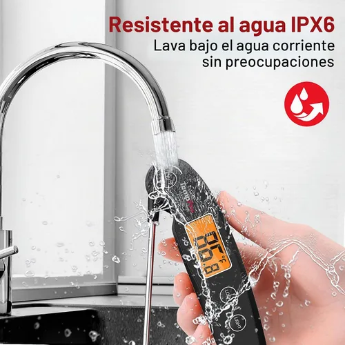 Miniatura 4 de ThermoPro TP605 Termómetro Digital de Lectura Instantánea para Carne para Cocinar, Termómetro de Alimentos Impermeable con Retroiluminación