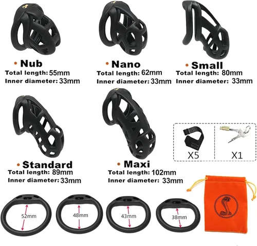 Miniatura 7 de Jaula de castidad 3.0 de resina, dispositivo de castidad masculino con 4 anillos para el pene, jaula de castidad masculina, jaula de castidad