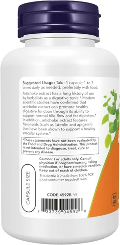 Miniatura 3 de Now Foods Extracto de alcachofa 450 mg, cápsulas veganas, 90