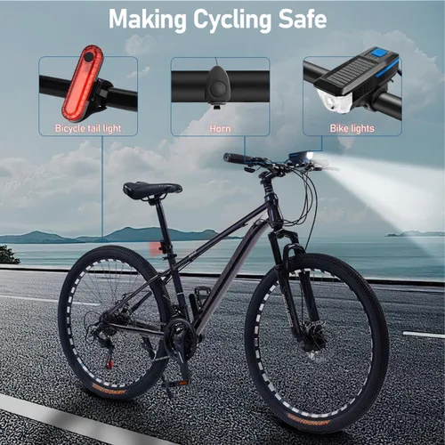 Miniatura 7 de LEDHOLYT Rechargeable Solar Bike Lights, Night Ultra Bright Bicycle Lights Azul