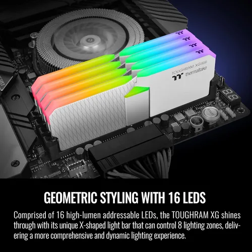 Miniatura 5 de Thermaltake TOUGHRAM XG RGB Blanco DDR4 3600MHz 64GB C18 (32GB x 2) 16.8 millones de colores RGB Alexa/Razer Chroma/5V Tarjeta madre Sincable RGB