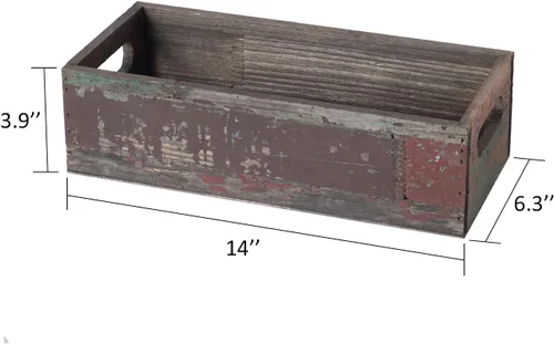 Miniatura 5 de TIMRIS Caja de almacenamiento de madera envejecida de granja, caja de decoración rústica para baño, cesta decorativa para tanque de inodoro Nice
