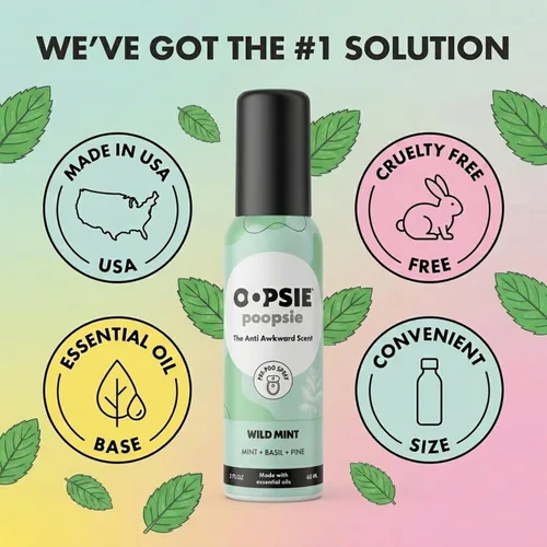 Miniatura 5 de Oopsie Poopsie Aerosol para inodoro, artículos esenciales de viaje, cada uno hasta 300 usos, desodorante de olor de baño con aceites esenciales