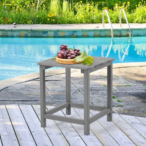 Miniatura 2 de Mesa auxiliar de madera para exteriores, mesa auxiliar de jardín para patio, mesa de centro para interiores o exteriores