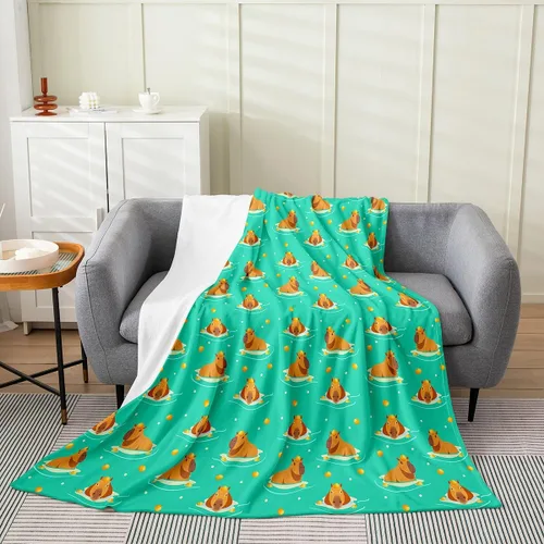 Miniatura 13 de Erosebridal Capybara - Manta de 40 x 50 pulgadas, manta floral kawaii, manta de forro polar con diseño de flores rosas rosadas, caricaturas