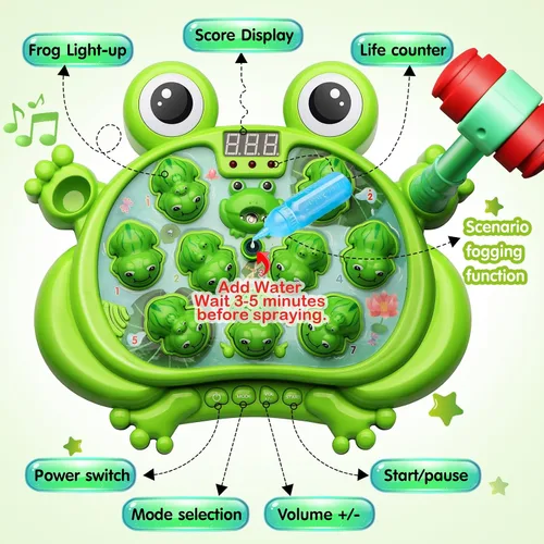 Miniatura 2 de HopeRock Juguetes para niños de 2, 3, 4, 5 años, juguetes para niños pequeños de 2 a 4 años, juego de golpear a la rana, con 5 modos, 45 niveles, 9