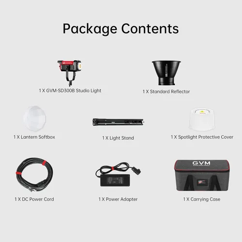 Miniatura 9 de GVM 300W Iluminación de fotografía Luz de video bicolor con soporte de linterna softbox de montaje Bowens y soporte CRI 97+ CCT 2700K~6800K 12