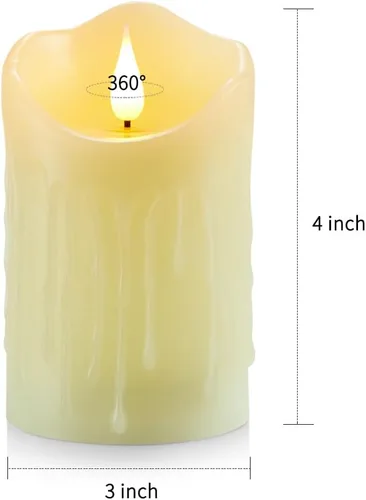 Miniatura 9 de Velas sin llama con batería recargable, velas parpadeantes con control remoto y temporizador, velas LED de pilar de cera real, velas LED