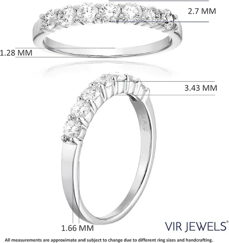 Miniatura 4 de VIR JEWELS Anillo de aniversario de boda de diamantes de 34 quilates (ctw) para mujer, anillo de compromiso de diamantes redondos de oro blanco