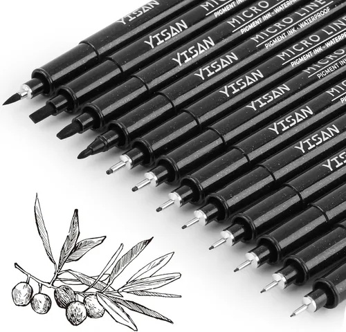 Miniatura 9 de YISAN Plumas de Punta Ultra Fina Negras 01, Bolígrafos de Tinta de Punta Extra Fina, Marcadores de Arte Finos de 0.25mm Sin Derrames para Dibujo