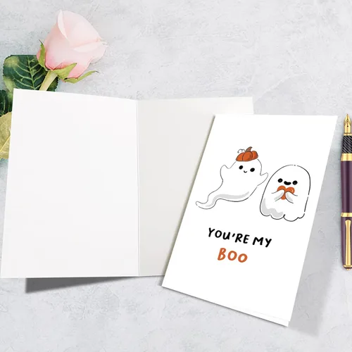 Miniatura 2 de Supoeguk Bonita tarjeta de aniversario de fantasma para marido y esposa, tarjeta de Halloween con texto en inglés «You Are My Boo para él y ella»