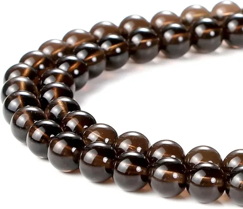 Miniatura 48 de Cuentas de ónix negro BEADNOVA con cuentas de cristal natural, piedras preciosas, redondas, sueltas, curativas de energía con cordón elástico de 01)