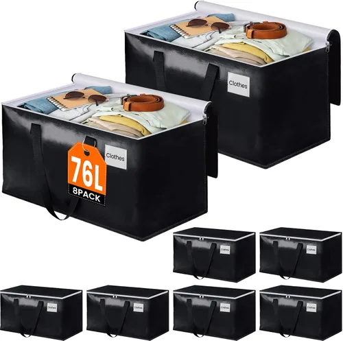 Miniatura 20 de BlissTotes Bolsas de mudanza, cajas de mudanza resistentes con cremalleras superiores y asas resistentes, bolsas de almacenamiento para ahorrar